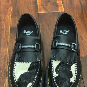 Dr. Martens Black and White Cowhide Loafers